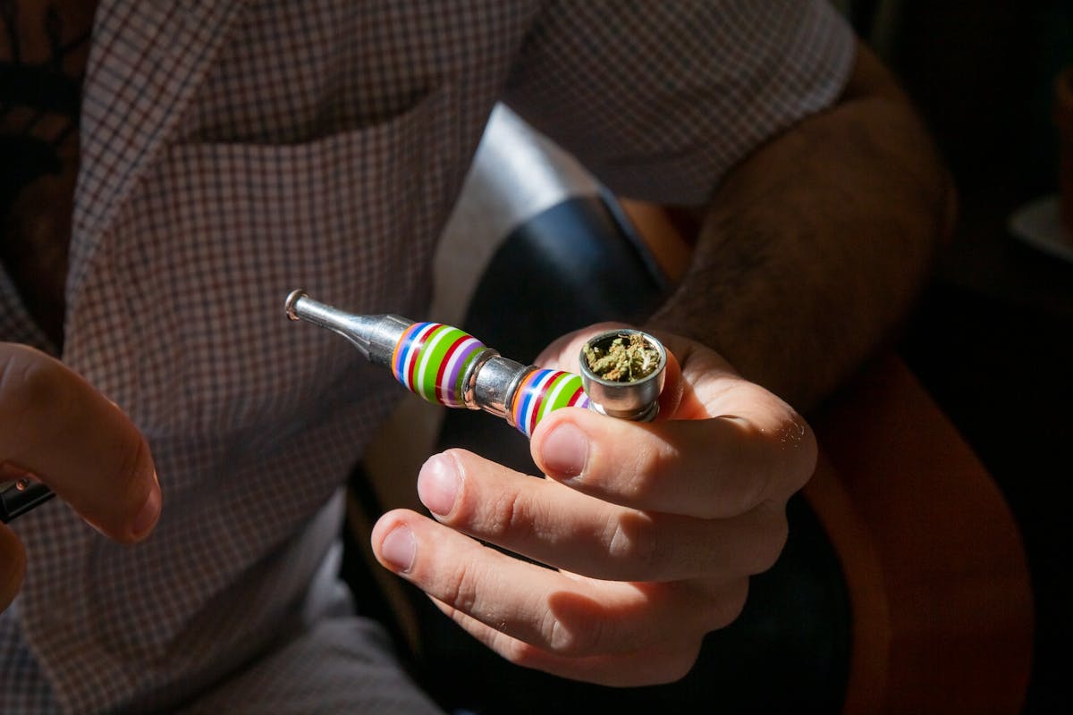 A colorful handheld pipe